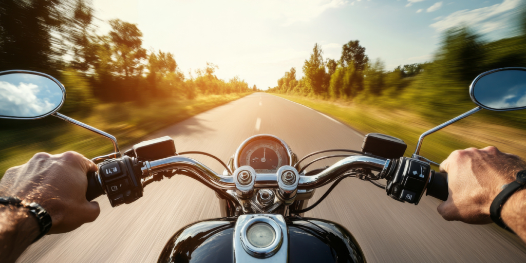 Motorcycle riding in the wind